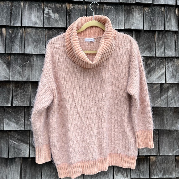 Calvin Klein Fluffy chenille cowl turtleneck large - Picture 1 of 6